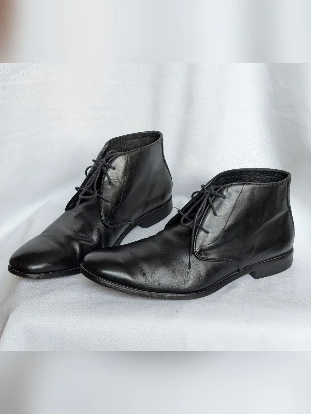 Florsheim Black Leather Chukka Boots Men Sz 10.5D Lace Up Casual Dress